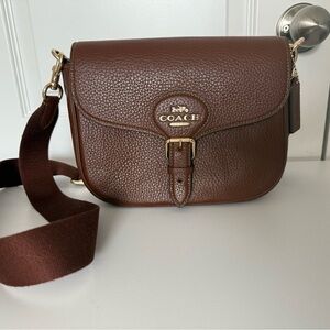 Coach Brown Pebbled Leather Crossbody with Gold Hardware